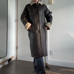Vintage Genuine Shearling Leather Coat | Full Length | Real Shearling